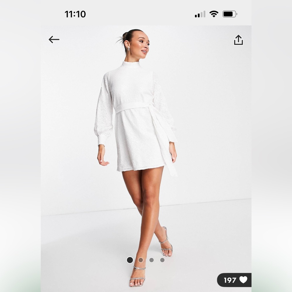 Style Cheat Belted White Sequin Mini Dress Size US 6 NEW WITH TAGS!